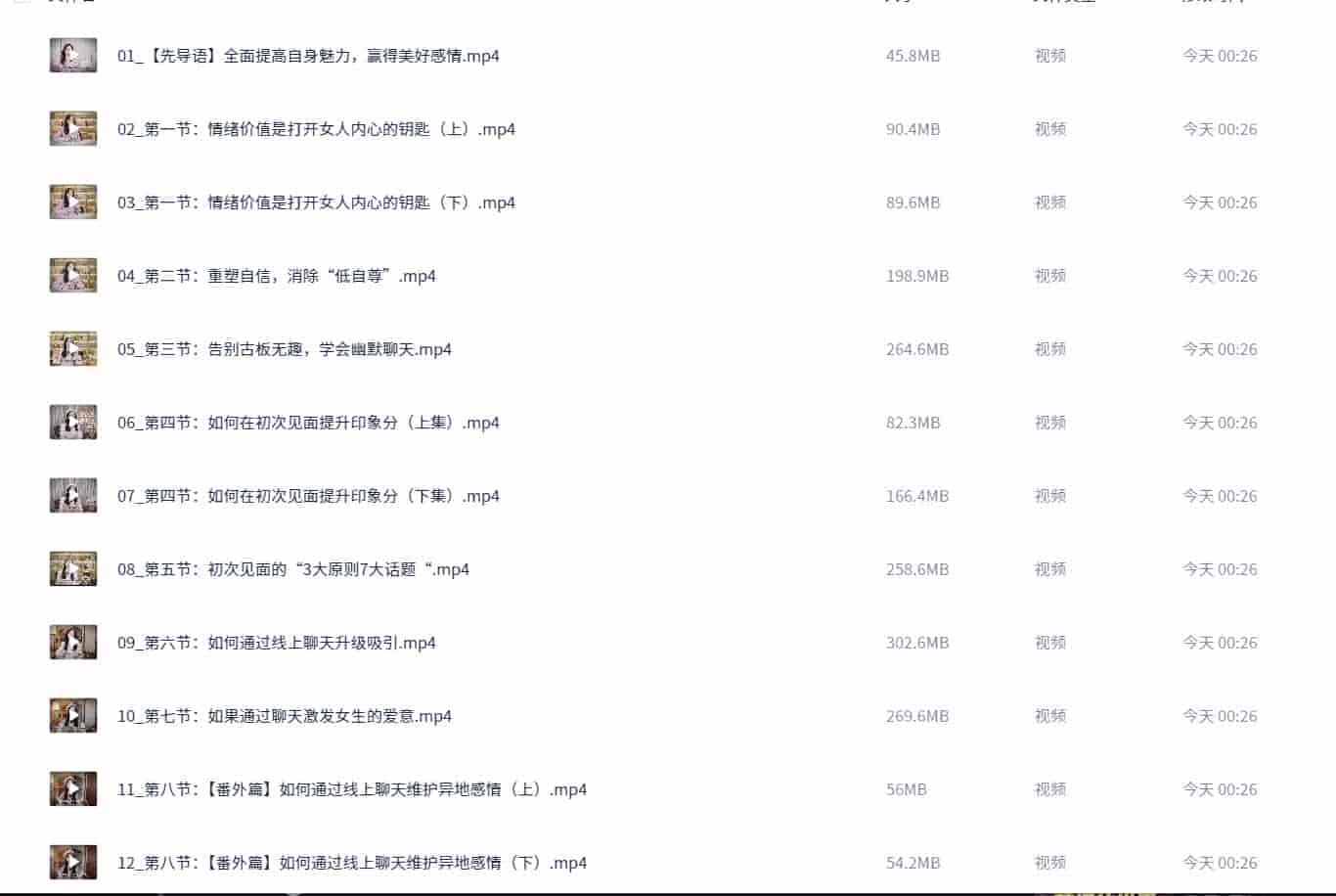 付费课程《魅力成长实操课 (男生版) 》【32集/总31GB】